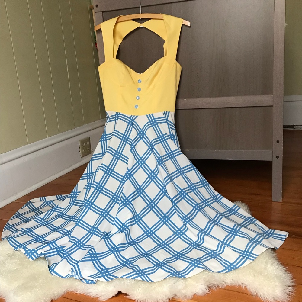 ModCloth yellow and blue plaid dress